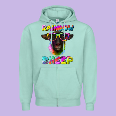 Zipper Hoodie rainbow sheep suffolk sheep