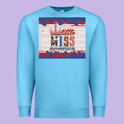4th Of July Little Miss America Premium Sweatshirt Designed By Hra Design Shop