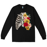 Black floral ribcage Long Sleeve Tee - MaliasSmallBusiness