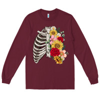 Burgundy floral ribcage Long Sleeve Tee - MaliasSmallBusiness