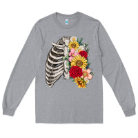 Heather Grey floral ribcage Long Sleeve Tee - MaliasSmallBusiness