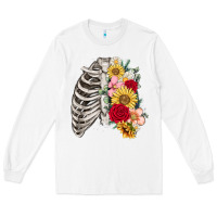 White floral ribcage Long Sleeve Tee - MaliasSmallBusiness