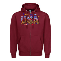 Burgundy usa 4th of july bw Zipper Hoodie - texasbilliewilder