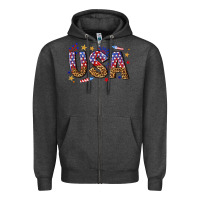 Charcoal Heather usa 4th of july bw Zipper Hoodie - texasbilliewilder