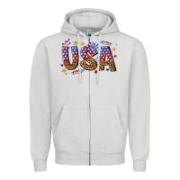 Dove Grey usa 4th of july bw Zipper Hoodie - texasbilliewilder