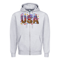 Heather Grey usa 4th of july bw Zipper Hoodie - texasbilliewilder