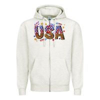 Oatmeal Heather usa 4th of july bw Zipper Hoodie - texasbilliewilder