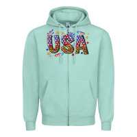 Seafoam usa 4th of july bw Zipper Hoodie - texasbilliewilder