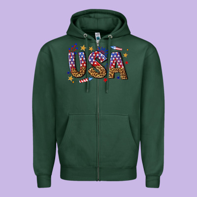 Zipper Hoodie usa 4th of july bw