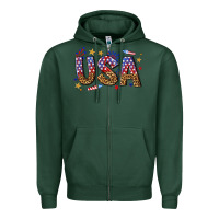 Sports Green usa 4th of july bw Zipper Hoodie - texasbilliewilder