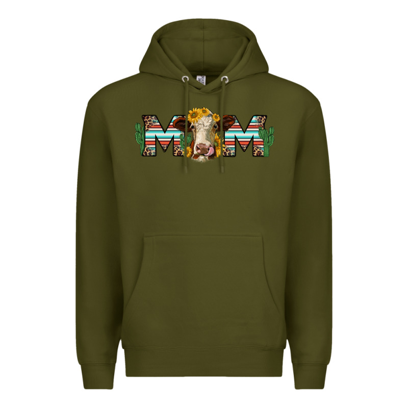 Sunflower Hereford Cattle And Cactus  Mom Premium Hoodie by Jasminsmagicworld | Teevron
