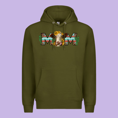 Sunflower Hereford Cattle And Cactus  Mom Premium Hoodie Designed By Jasminsmagicworld
