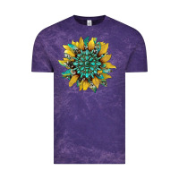Cloud Purple sunflower with gemstone and cowhide Vintage Tee - Artiststas