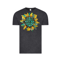 Vintage Black sunflower with gemstone and cowhide Vintage Tee - Artiststas