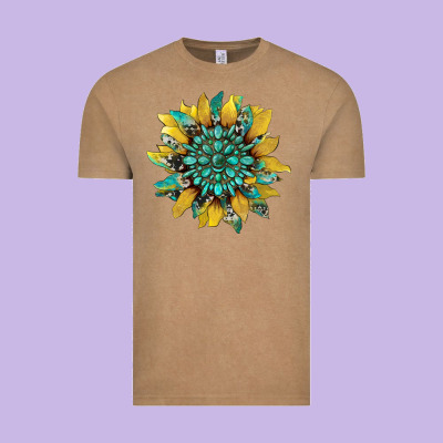 Sunflower With Gemstone And Cowhide Vintage Tee Designed By Artiststas