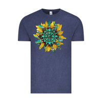Vintage Denim sunflower with gemstone and cowhide Vintage Tee - Artiststas
