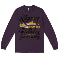 Plum stepping into my birthday with god s grace and mer Long Sleeve Tee - MaliasSmallBusiness