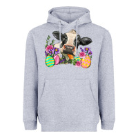 Heather Grey Happy Easter Cow Easter Day Heavyweight Hoodie - Neo Western