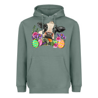 Sage Happy Easter Cow Easter Day Heavyweight Hoodie - Neo Western