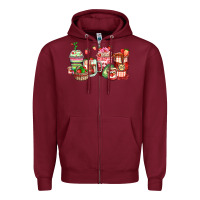 Burgundy strawberry farm fresh coffee cups Zipper Hoodie - Zillion Design Studio