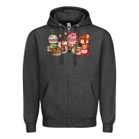 Charcoal Heather strawberry farm fresh coffee cups Zipper Hoodie - Zillion Design Studio