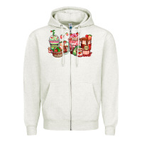 Oatmeal Heather strawberry farm fresh coffee cups Zipper Hoodie - Zillion Design Studio