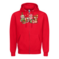 Red strawberry farm fresh coffee cups Zipper Hoodie - Zillion Design Studio