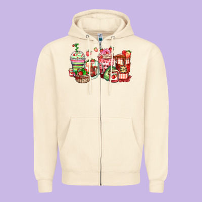 Zipper Hoodie strawberry farm fresh coffee cups