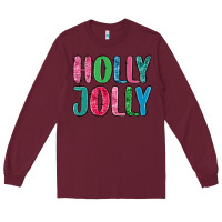 Burgundy holly jolly Long Sleeve Tee - MaliasSmallBusiness