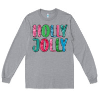 Heather Grey holly jolly Long Sleeve Tee - MaliasSmallBusiness