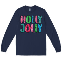 Navy holly jolly Long Sleeve Tee - MaliasSmallBusiness