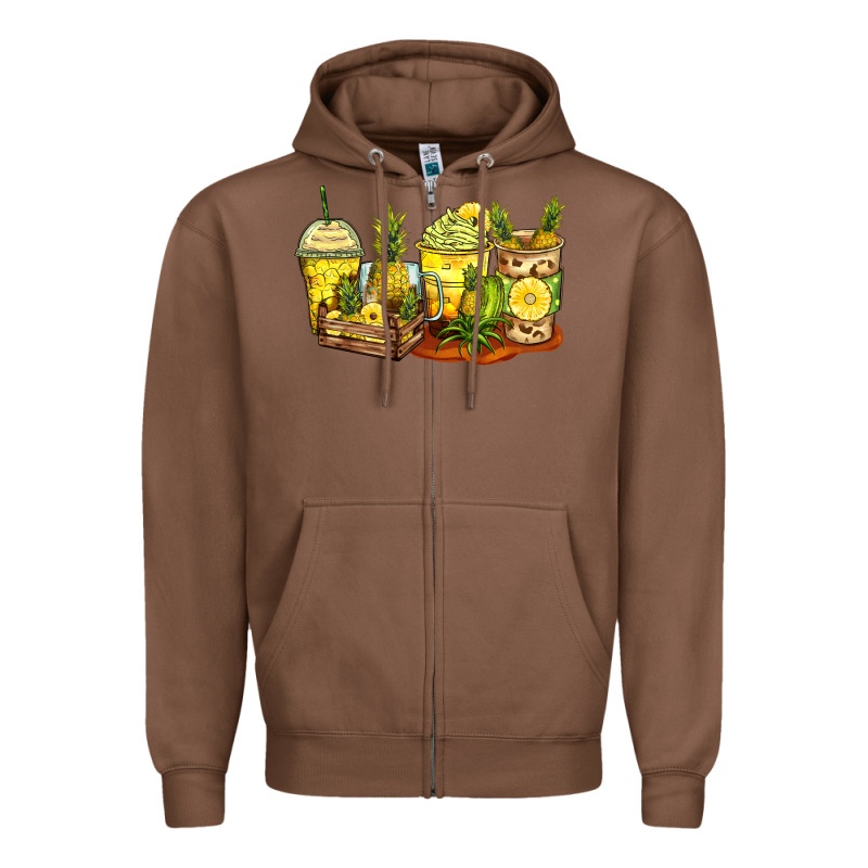 Pineapple Farm Fresh Coffee Cups Zipper Hoodie by Zillion Design Studio | Teevron