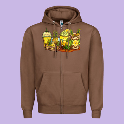 Zipper Hoodie pineapple farm fresh coffee cups