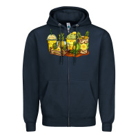 Navy pineapple farm fresh coffee cups Zipper Hoodie - Zillion Design Studio