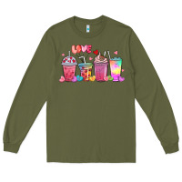 Army Green love coffee cups Long Sleeve Tee - MaliasSmallBusiness