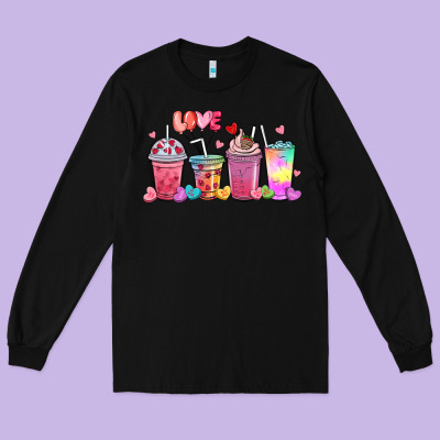 Long Sleeve Tee love coffee cups