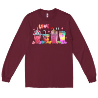 Burgundy love coffee cups Long Sleeve Tee - MaliasSmallBusiness
