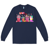Navy love coffee cups Long Sleeve Tee - MaliasSmallBusiness