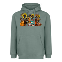 Sage Welcome Fall Pumpkin Heavyweight Hoodie - CowhideDigitalArt