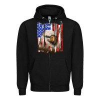 Black usa flag with eagle head Zipper Hoodie - texasbilliewilder