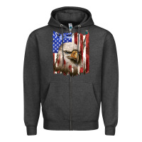 Charcoal Heather usa flag with eagle head Zipper Hoodie - texasbilliewilder