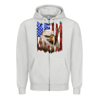 Dove Grey usa flag with eagle head Zipper Hoodie - texasbilliewilder