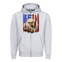 Heather Grey usa flag with eagle head Zipper Hoodie - texasbilliewilder