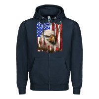Navy usa flag with eagle head Zipper Hoodie - texasbilliewilder