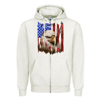 Oatmeal Heather usa flag with eagle head Zipper Hoodie - texasbilliewilder