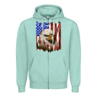 Seafoam usa flag with eagle head Zipper Hoodie - texasbilliewilder