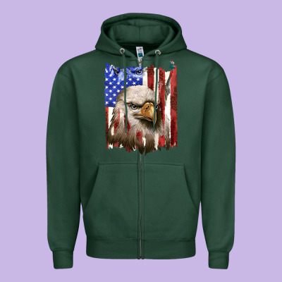 Zipper Hoodie usa flag with eagle head