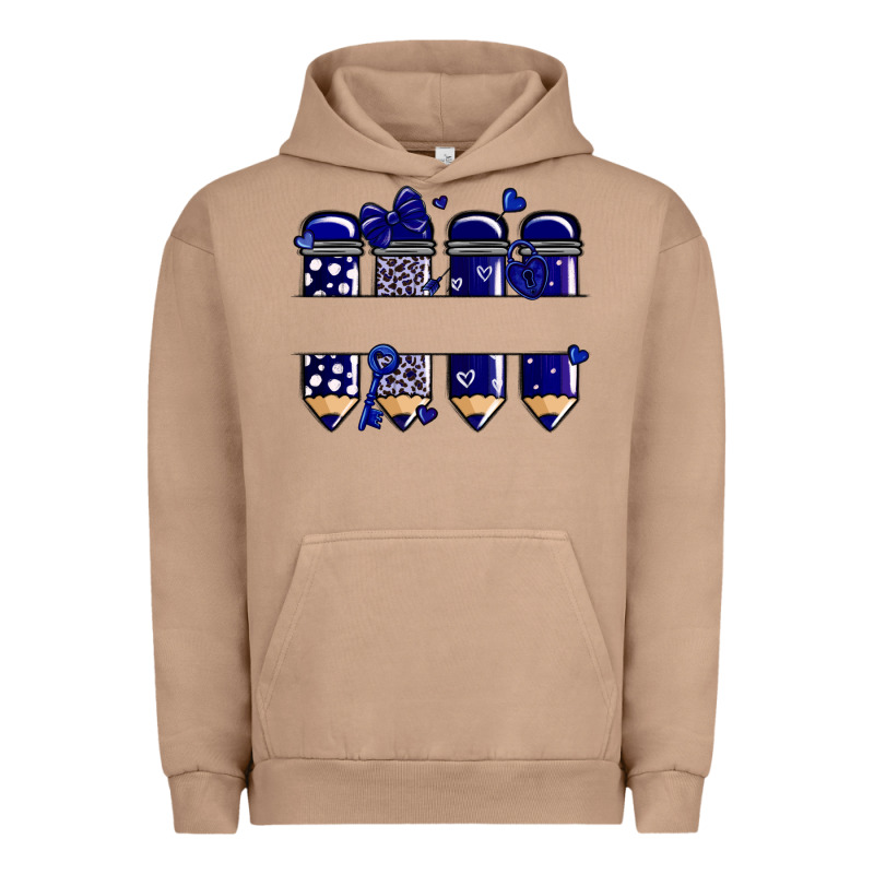 Valentine's Day School Pencils Navy Blue Urban Hoodie by MaliasSmallBusiness | Teevron