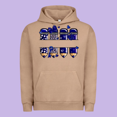 Valentine's Day School Pencils Navy Blue Urban Hoodie Designed By Maliassmallbusiness