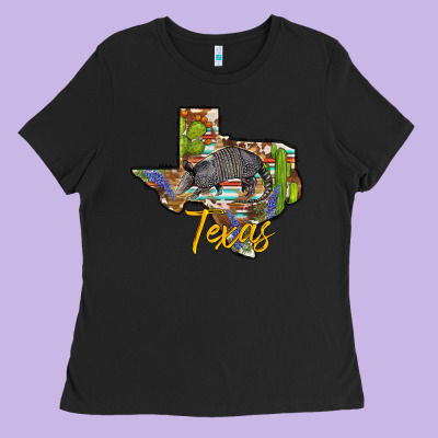 Texas Map Armadillo Ladies Tee Designed By Barkaloodesign